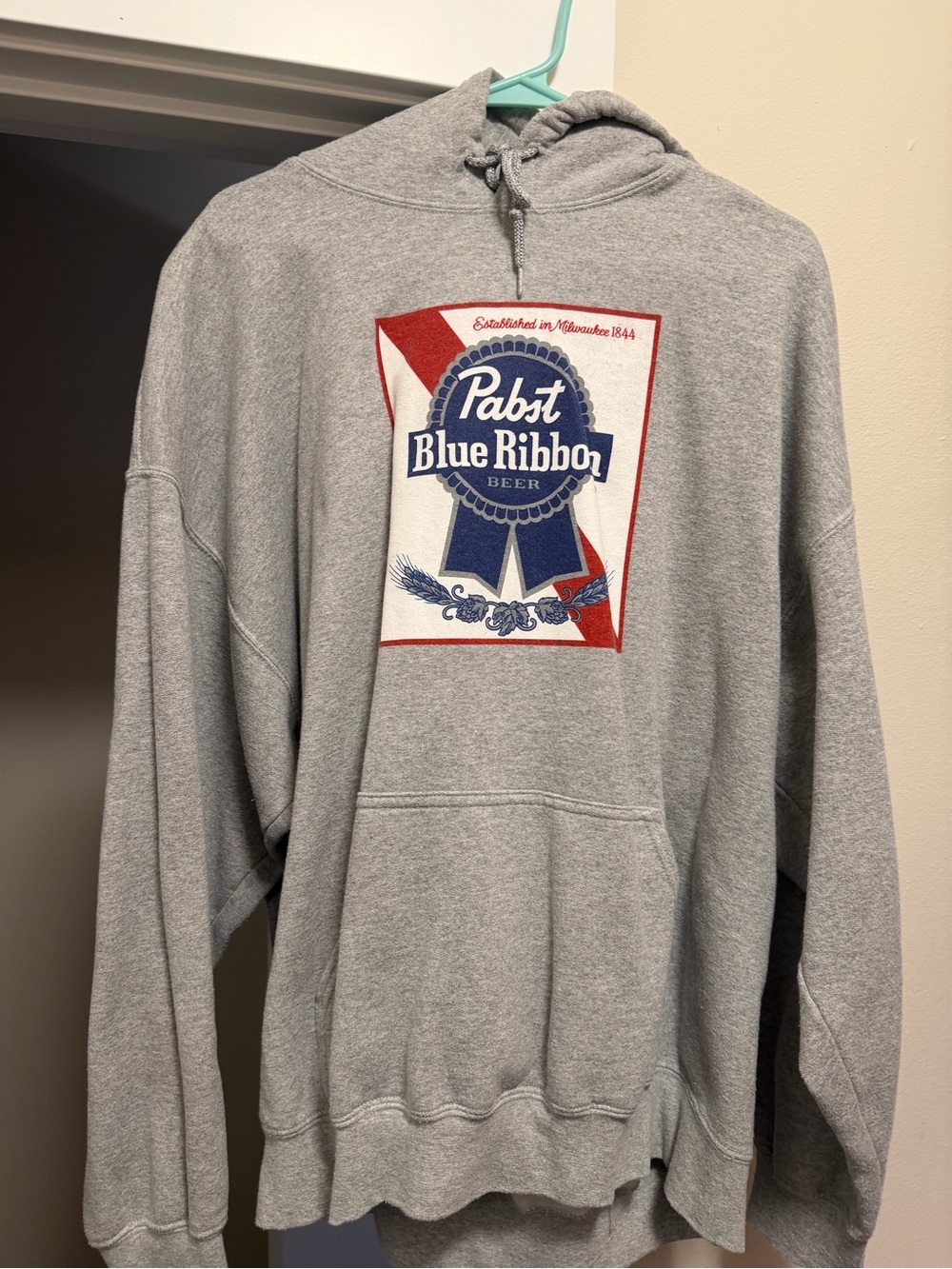 Pabst Blue Ribbon Gray Logo Pullover Hoodie